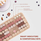 Wireless Keyboard and Mouse, KOOTOP Cute Keyboard and Mouse, 2.4G Wireless Keyboard with Retro Round Keycap for PC, Mac, Laptop,Computer Windows (Milk Tea)