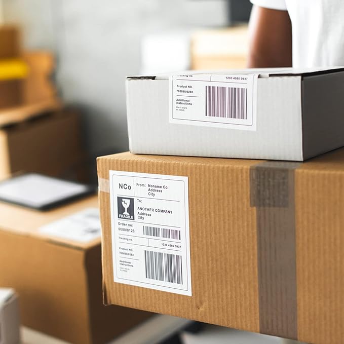 Half Sheet Shipping Labels - 1000 Counts, 8.5” x 5.5” Self Adhesive Shipping Label White Internet Mailing Labels 2 Per Page, Laser & Inkjet Printer Compatible [500 Sheets 8.5” x 11”]