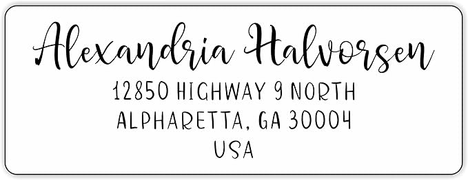 White Address Labels - Personalized Return Address Labels, Custom Printed Mailing and Shipping Labels for Envelopes, Packages, Business, Home Use (Joyful Script)