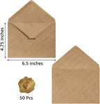 50 Pack A6 Envelopes for 4 x 6 Greeting Cards, Birthday Party, Photos, Baby Shower and Wedding Invitation Cards, 6 1/2 x 4 3/4 Inches (Brown)