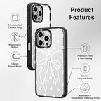 MOSNOVO Case for iPhone 16 Pro Max, [10ft 4X Military-Grade Drop Protection] Durable & Shockproof Phone Case Cover Design for iPhone 16 Pro Max - Lacey Bow - Clear Black