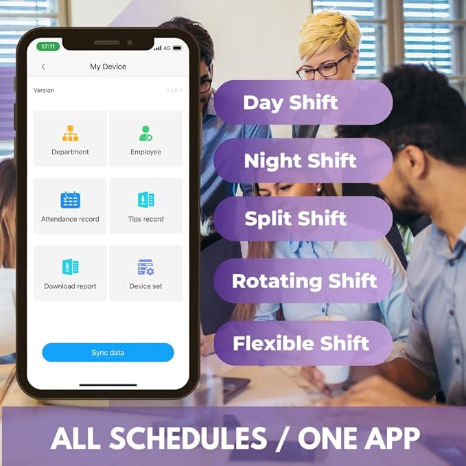 App-Based Time Clock for Small Business with 10 IC Cards – Clock in Machine for Employee Fingerprint Attendance, Time Card Machine No Monthly Fee, iOS/Android Compatible