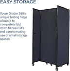 Versare Room Divider 360 Portable Wall Partition | Folding Panels | Large Freestanding Divider | Locking Wheels | Temporary Room Separator | 14' x 7'6'', Blue Spruce