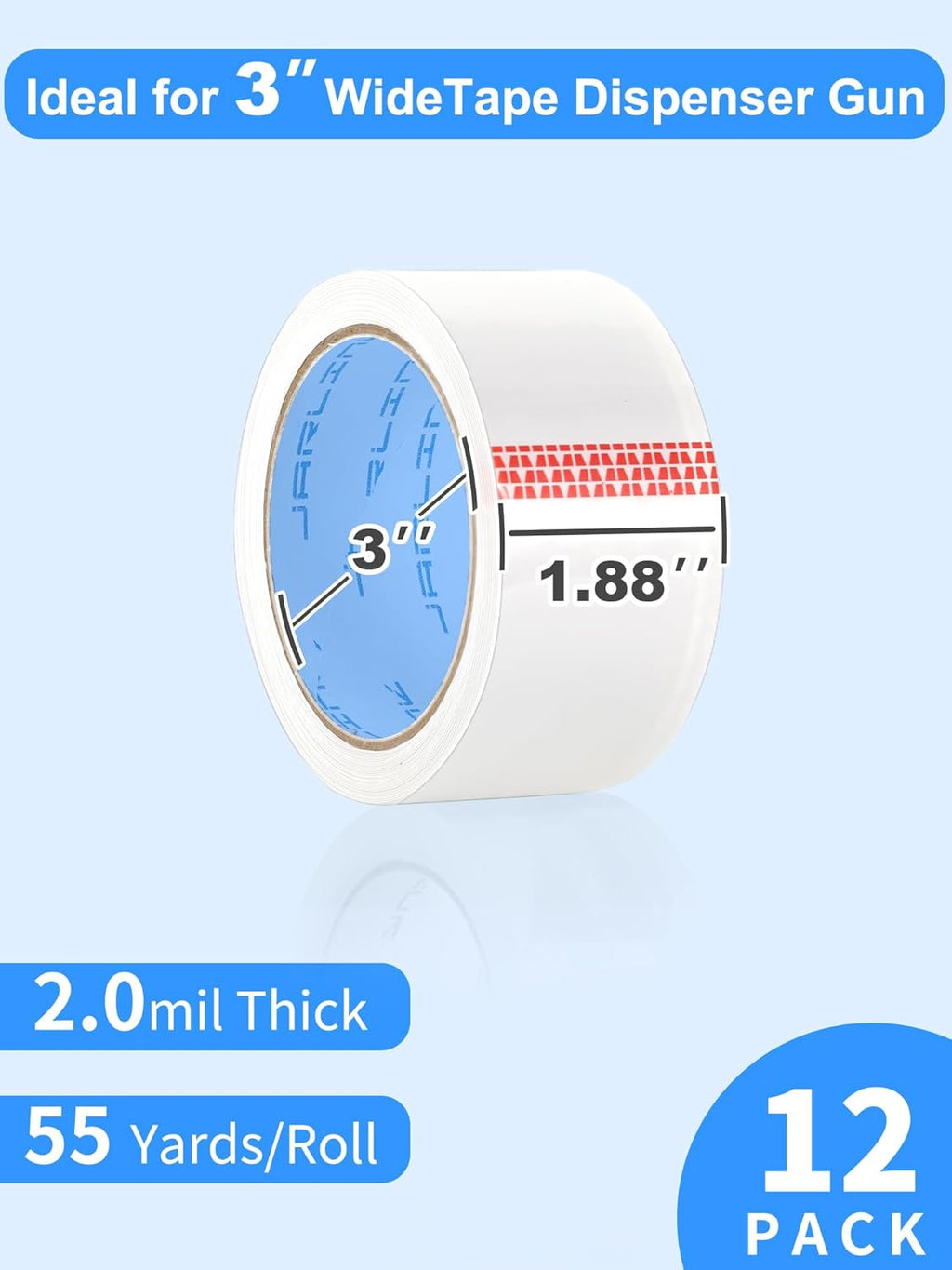 JARLINK Clear Packing Tape (12 Rolls), Heavy Duty Packaging Tape for Shipping Packaging Moving Sealing, 1.88 inches Wide, 55 Yards Per Roll, 660 Total Yards
