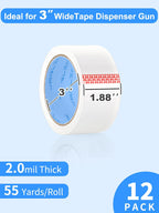 JARLINK Clear Packing Tape (12 Rolls), Heavy Duty Packaging Tape for Shipping Packaging Moving Sealing, 1.88 inches Wide, 55 Yards Per Roll, 660 Total Yards