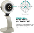 Movo WebMic HD Pro All-in-One Webcam with Mic and Ring Light in Pearl White- 1080p HD Camera, Pro Cardioid Condenser Microphone, LED Ring Light -HD Webcam For Streaming, Video Calls, Recording, Gaming