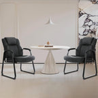 CLATINA Big & Tall 500 lb. Guest Chair, Leather Reception Chairs with Sled Base and Padded Arm Rest for Waiting Room Office Home and Meeting Conference-Black (2 Pack)