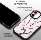 MOSNOVO Case for iPhone 16, [10ft 4X Military-Grade Drop Protection] Durable & Shockproof Phone Case Cover Design for iPhone 16 - Cherry Blossom - Clear Black