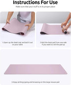 YSAGi Leather Desk Protector, Office Mat, Large Mouse Mat, Non-Slip PU Leather Blotter, Laptop Pad, Waterproof Writing Pad for Office and Home (Grayish Lavender, 35.4" x 17")
