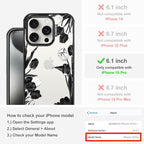 MOSNOVO Case for iPhone 15 Pro, [10ft 4X Military-Grade Drop Protection] Durable & Shockproof Phone Case Cover Design for iPhone 15 Pro - Black White Tulips - Clear Black