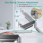 WALI Ultrawide Monitor Arm for 13 to 49 Inch Heavy Duty Curved Screens, Adjustable Gas Spring Single Monitor Desk Mount with 2 USB 3.0 Ports, Holds 33 lbs, 75x75/100x100 VESA, Silver (GSMU001)