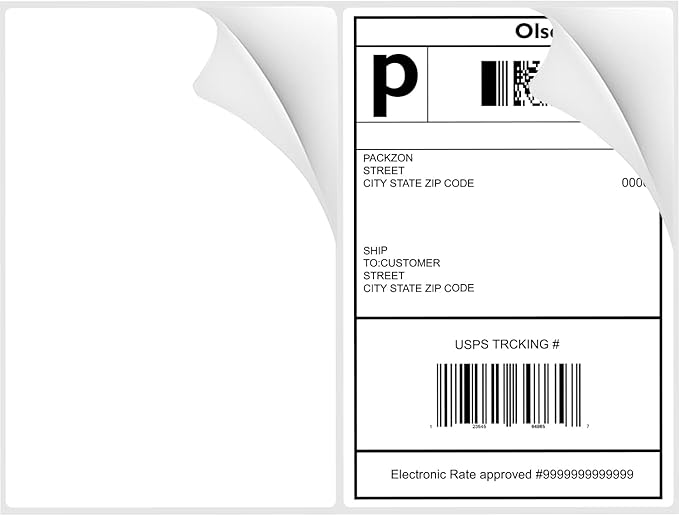 8-1/2"×5-1/2" Shipping Labels 60 Labels Sticker Paper for Laser/Ink Jet Printer mailing Labels 8.5"×11" White 2 per Sheet