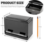 Stainless Steel Pencil Dispenser/Pen Holder for Classroom Home Restaurant for Bulk Pencils Storage/Unwrapped Drinking Straws Storage (Black)