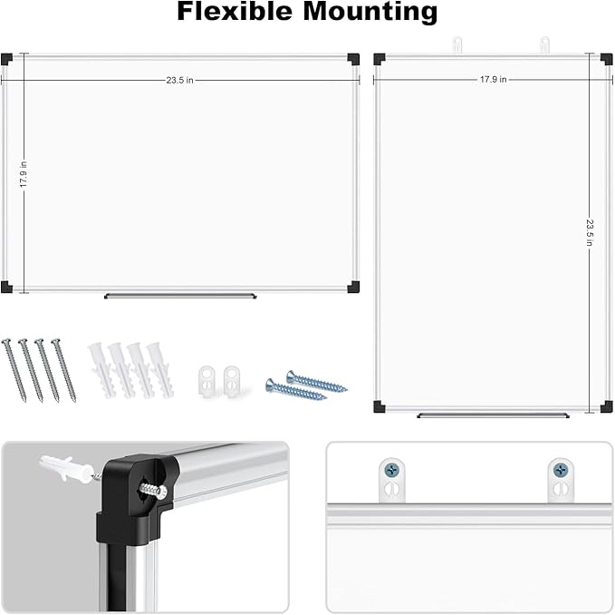 XBoard Magnetic Whiteboard 24 x 18 Inch, Dry Erase Board with Aluminium Frame