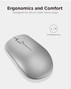Lenovo 530 Full Size Wireless Computer Mouse for PC, Laptop, Computer with Windows - 2.4 GHz Nano USB Receiver - Ambidextrous Design - 12 Months Battery Life - Platinum Grey