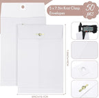 Teling 50 Pcs 5 x 7.5 Manilla Envelopes Clasp Kraft Catalog with Closure for Storing Mailing 28 lb Kraft Envelope Paper for Office Document School Business Home(White)