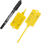 50 Car Key Tags with Labels Plastic Car Dealership Key Tags Self Locking Automotive Identifiers Blank Shop Labels with One Pen (Yellow)