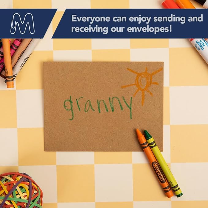 MOS A2 Invitation Envelopes – 4-3/8" X 5-3/4" Kraft Mailing Envelopes Self Seal (500 Count) – 120GSM/ 32LB Bond Heavy Duty – For Greeting Cards, Card Making, RSVP Cards, Wedding Invites