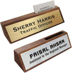 Personalized Business Desk Name Plate with Card Holder Custom Desk Nameplate Support Adding Logo 2" x 8"