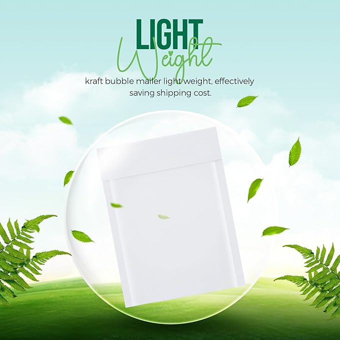 Fuxury White Kraft Bubble Mailer 6x10" 100 Pack Usable Size 6x9" Thick Padded Envelopes Self Seal Bubble Envelopes Waterproof Cushioned Padded Mailers for Small Business Shipping Invoices Cards