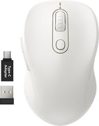 WisFox 2.4G Wireless Mouse for Laptop, Ergonomic Computer Mouse with USB Receiver and Type-C Adapter, 3 Adjustable Levels DPI, 6 Button Cordless Wireless Mice (White, 1 Pack)