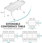 Conference Room Table, Folding Conference Tables,Thicken Grey Tabletop,Flip Top Wooden Seminar Meeting Room Table for Conference Room Offices (6, White, 70.8”)