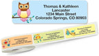 Owls Seasonal Rolled Personalized Return Address Mailing Labels with Dispenser, Set of 250, 5 Designs, Small ¾ x 2½ Inch Size, Custom Self-Adhesive Sticker Roll, by Colorful Images