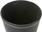 KINGFOM Classic Pu Leather Trash Can Wastebasket, Small Garbage Container Can for Bathrooms, Powder Rooms, Kitchens, Home, Office and and High Class Hotel Round Black