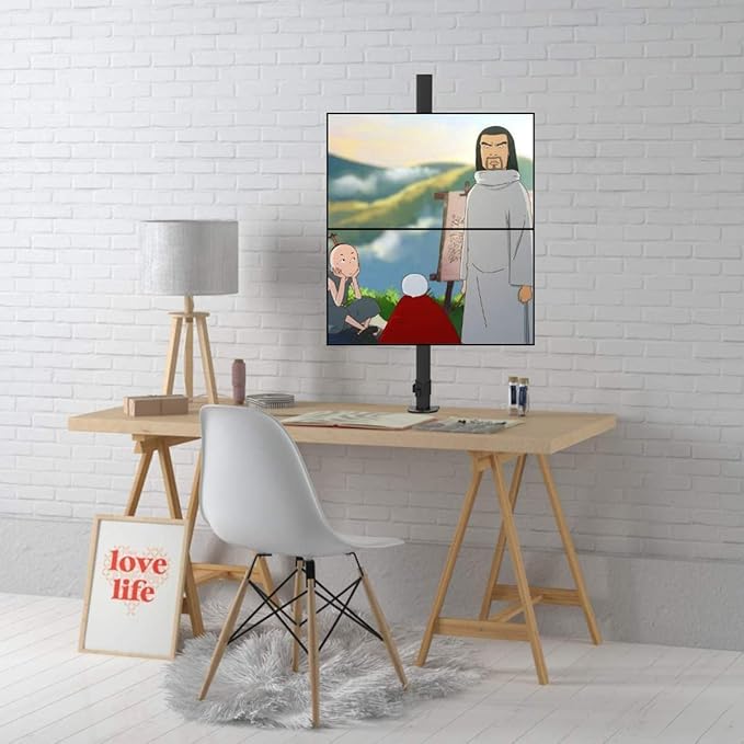 Suptek Dual LED LCD Monitor Stand up Desk Mount for 2 / Two Screens up to 32 inch Extra Tall 31.5" Pole Heavy Duty Fully Adjustable Stand Vertical Array (MD6802)