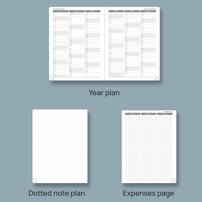 POPRUN 2026 Planner (Medium Size 8.5''x 6.5'' Hardcover) - Daily Weekly and Monthly Calendar Agenda 2026 Appointment Book with Hourly Time Slots, Monthly Tabs, 100 GSM - Burgundy