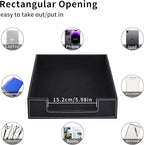 Leather Letter Tray, Office Supplies Desk Organizer for Mail Paper Files Magazines Jewelry Cosmetics,Luxury Letter Holder&Multipurpos Stackable Office Desktop Storage Box,Black