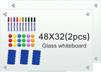 H-Qprobd Glass White Board for Wall Dry Erase Board 48" x 32" (2pcs) Magnetic Presentation Whiteboard for Home, Office and School