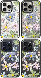 MOSNOVO Magnetic Case for iPhone 15 Pro, 10ft Military-Grade Protection, Compatible with Magsafe, Shockproof Phone Case for iPhone 15 Pro - Linear Blooms - Clear Black