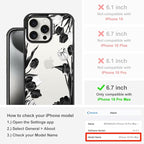 MOSNOVO Case for iPhone 15 Pro Max, [10ft 4X Military-Grade Drop Protection] Durable & Shockproof Phone Case Cover Design for iPhone 15 Pro Max - Black White Tulips - Clear Black