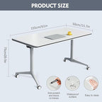 Folding Conference Room Table, Modern Mobile Training Table with Wheels, White Foldable Seminar Meeting Tables for Office Corporations (4pack 63in)