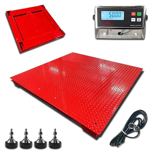Liberty LS-700-4X6 Heavy Duty General Purpose Floor Scale | 48" x 72" | Capacity of 5000 lbs x 1 lb + Red
