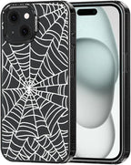 MOSNOVO Case for iPhone 15, [10ft 4X Military-Grade Drop Protection] Durable & Shockproof Phone Case Cover Design for iPhone 15 - Spider Web - Clear Black