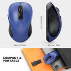 WisFox 2.4G Wireless Mouse for Laptop, Ergonomic Computer Mouse with USB Receiver and Type-C Adapter, 3 Adjustable Levels, 6 Button Cordless Wireless Mice for Windows Mac PC Notebook (Blue)