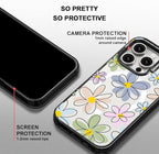 MOSNOVO Magnetic Case for iPhone 15 Pro, 10ft Military-Grade Protection, Compatible with Magsafe, Shockproof Phone Case for iPhone 15 Pro - Linear Blooms - Clear Black