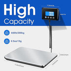 Luggage Scale 440lb Digital Shipping Scale with 0.35oz Accuracy, Tare/Hold, USB & Battery, Portable Postal Package Scale for Travel, Home, Office