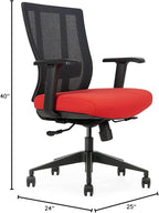 Bitchair Ergonomic Mesh Conference Room Chair - Adjustable Lumbar Support Computer Desk Chair Height Adjustable Arms - Seat Depth Adjustable Executive Office Chair - Black (Red) (Pack of 1)