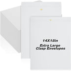 40 Pcs Extra Large Mailing Clasp Envelopes 14 x 18 Inch Jumbo Kraft Catalog Manila Envelope with Clasp Closure for Oversized Big Document Office Home Business School Storing Mailing(White)
