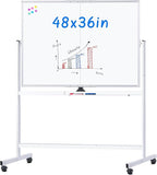 maxtek Rolling Whiteboard, 48x36 Large Magnetic White Board with Stands, Big Double-Sided White Board Dry Erase on Wheels for Homeschool, Home Office, Office, School (Silver, 48 x 36)