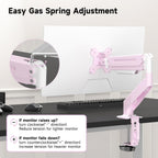 Suptek Monitor Mount Gas Spring Monitor Arm Desk Mount Fully Adjustable Fits 17-32 inch Monitors Weight Capacity up to 22 lbs,Pink(MD8PINK)