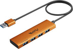 USB 3.0 Hub,4 Port USB Splitter Extender Portable Adapter Multiport Data Hub for Laptop,Xbox, Flash Drive,HDD,Console,Camera,Keyborad,Mouse Windows,Mac OS PC,Not Designed to Charge Devices-Orange