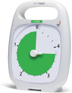 TIME TIMER PLUS 5 Minute Desk Visual Timer - Countdown Timer with Portable Handle for Classroom, Office, Homeschooling, Study Tool with Silent Operation (White)