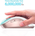 memzuoix 2.4G Wireless Mouse, 1400 DPI Computer Mice with USB Receiver, Portable Wireless USB Mouse Battery Powered Cordless Mice for Laptop, PC, Desktop, 5 Buttons (White Pink)