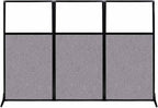 Versare Workstation Partition | Portable Wall Divider | Modern Office Cubicle | Free Standing Privacy Screen | Flexible Work Space | 99" x 70" W/Window, Cloud Gray Fabric Panels