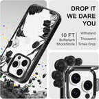 MOSNOVO Case for iPhone 14 Pro, [10ft 4X Military-Grade Drop Protection] Durable & Shockproof Phone Case Cover Design for iPhone 14 Pro - Black White Tulips - Clear Black