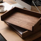 Desktop File Trays Stackable Paper Tray for Letter/A4 Size Magazine - Wood Office Document Organizer Shelf - Wooden Folder Organization Rack Desk Tray Pack of 2 Dark(2CTP-DK)